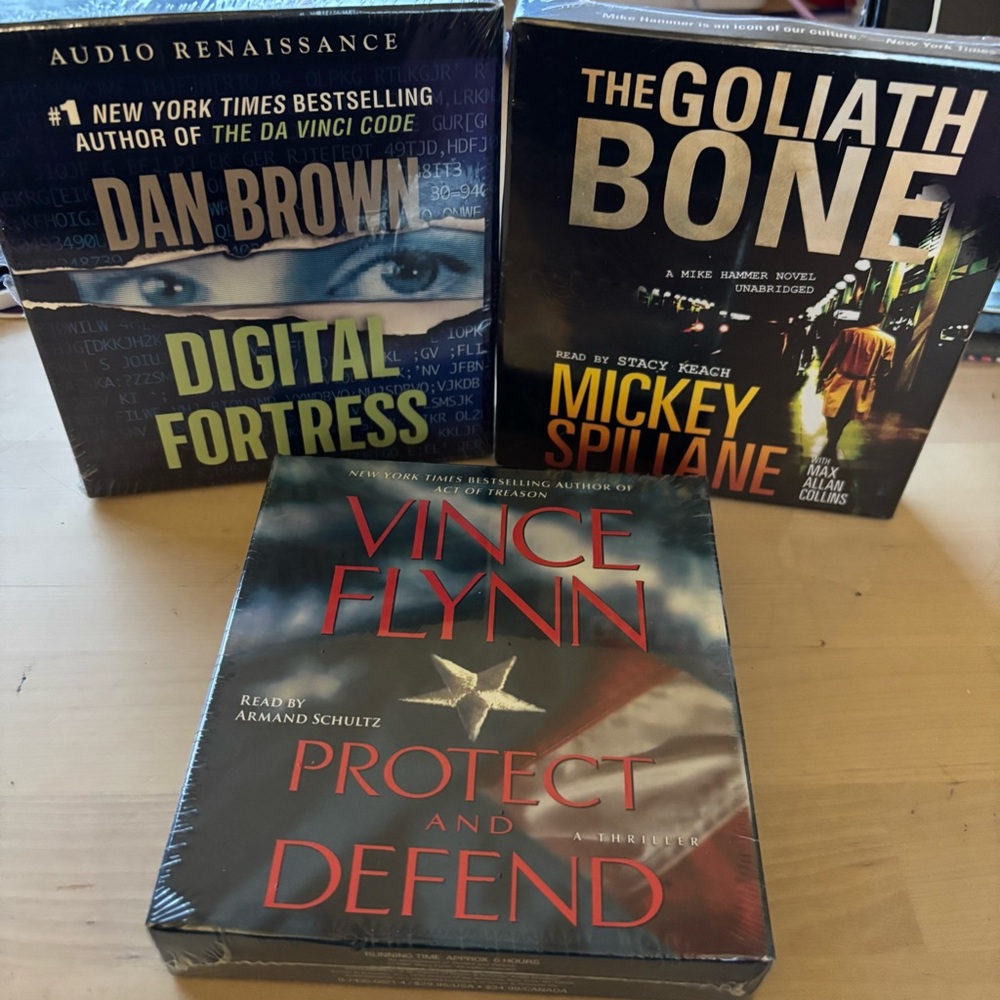 New in box Set of 3 Thriller Audiobooks NY Times Best Sellers Travel AudioBooks
